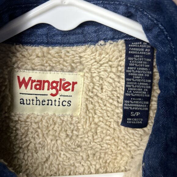 Vintage Wrangler Men’s Small Sherpa Fleece Lined Lightweight Denim Shirt Jacket - Picture 3 of 8